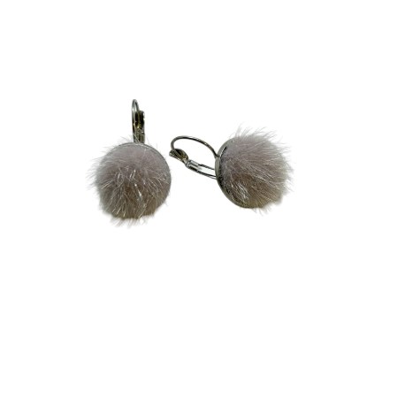earrings steel gold fur grey color1